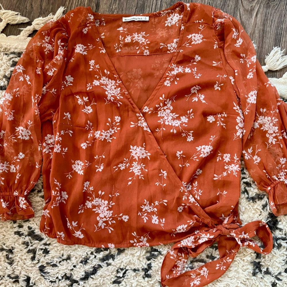 Abercrombie & Fitch floral wrap blouse.